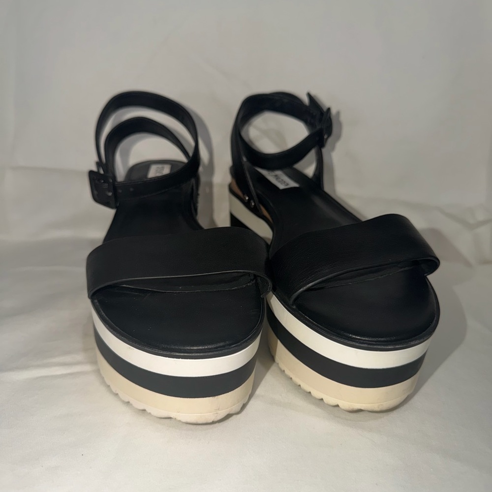 Steve Madden Black Platform Sandals with Striped Platform
